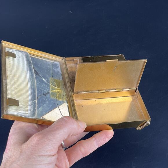 Volupte Vintage Gold Tone Swinglok Carry All Cigarette & Compact USA READ - Picture 14 of 16